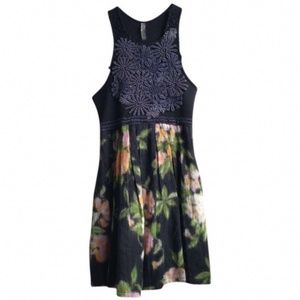 Free People Floral Appliqué Tank Dress